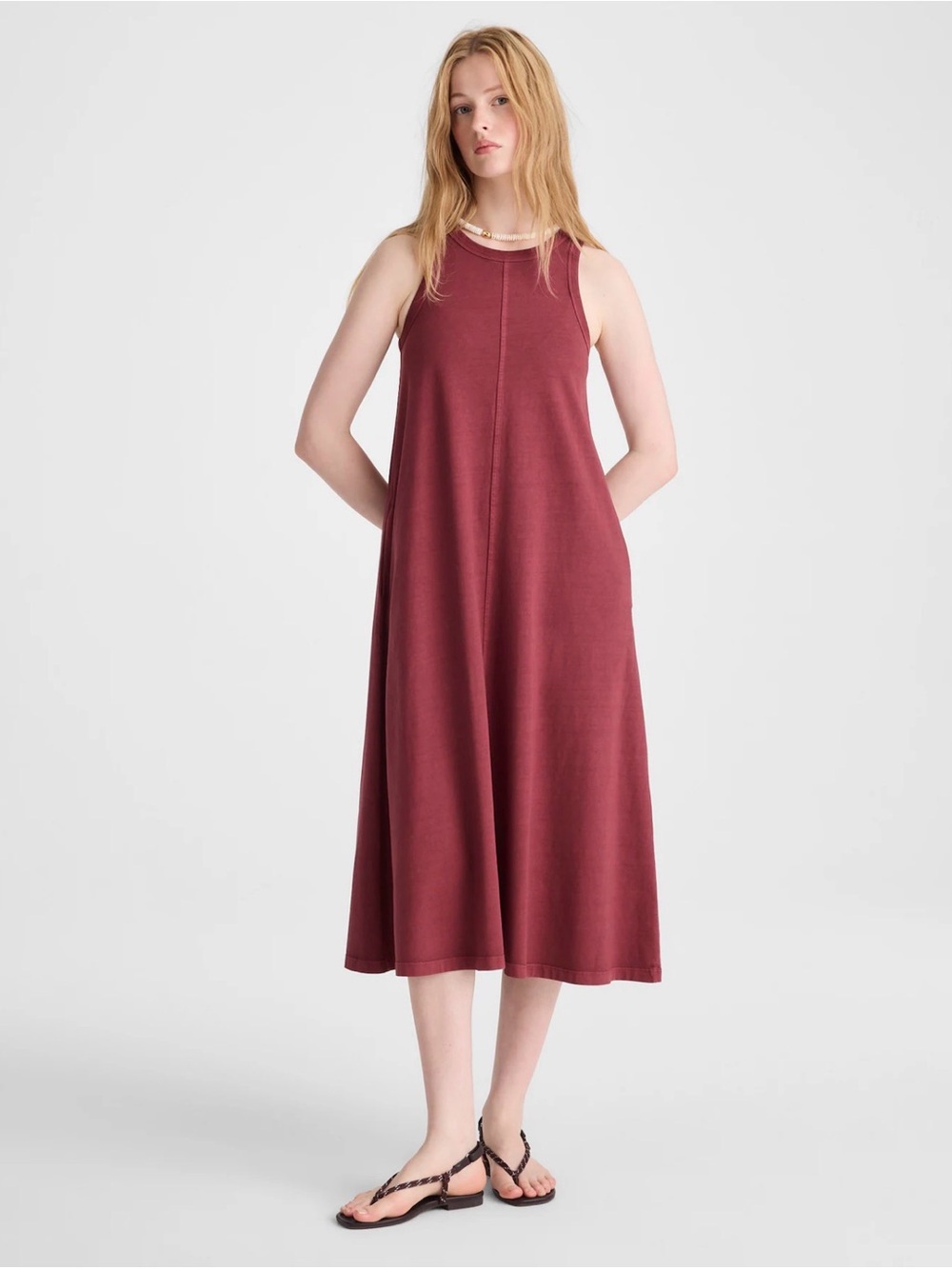 Madewell Seamed Tank Maxi Dress Allday Jersey Dusty Merlot NWT Size S
